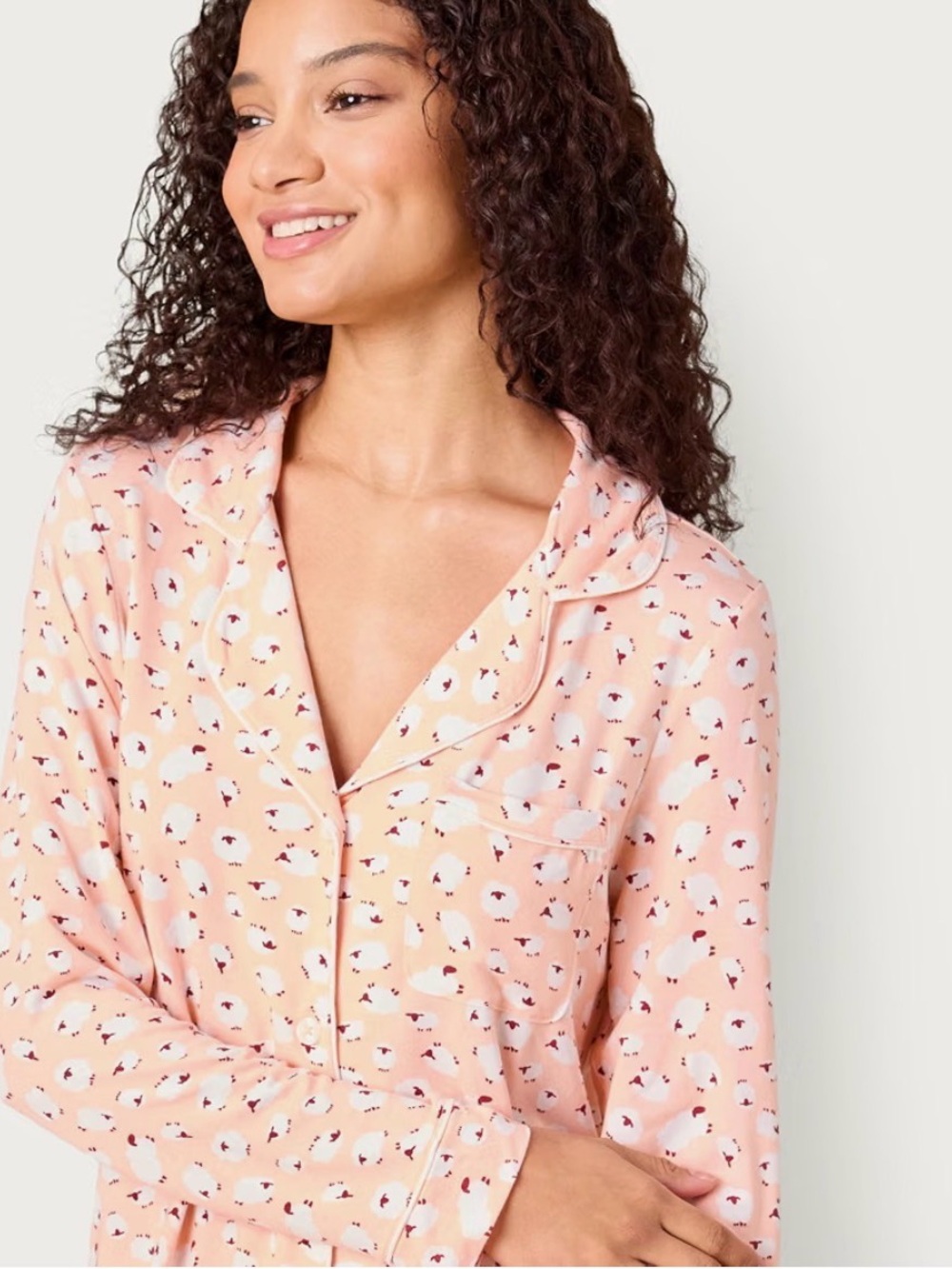 Amazon Essentials x Sofia Richie Grainge Printed PJ Set Pale Pink Lambs Size M